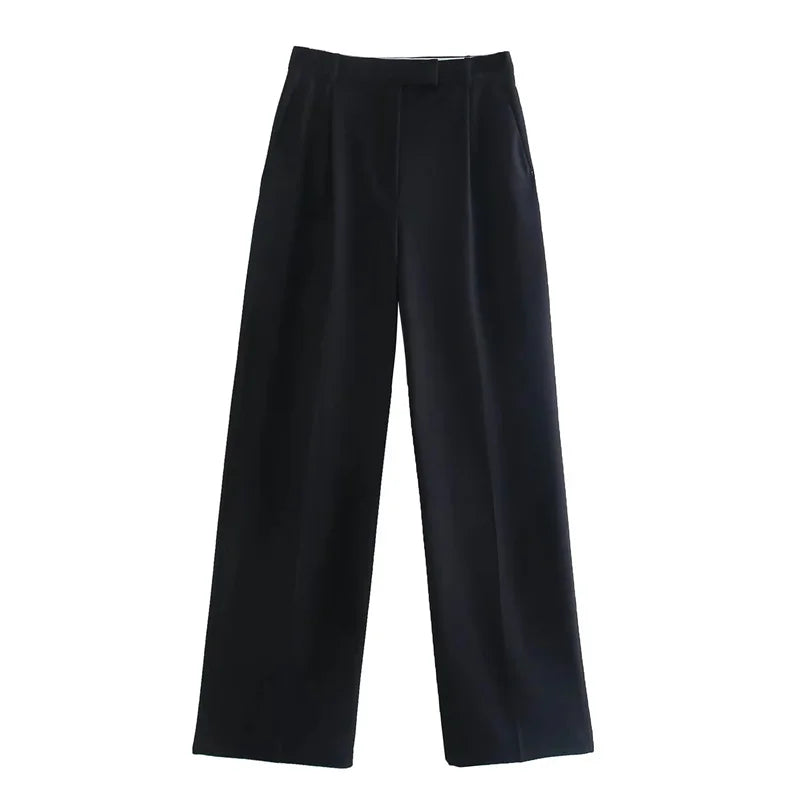 MUJER Women's High Waist Wide Leg Pants – Loose Fit Baggy Trousers for Office & Casual Wear