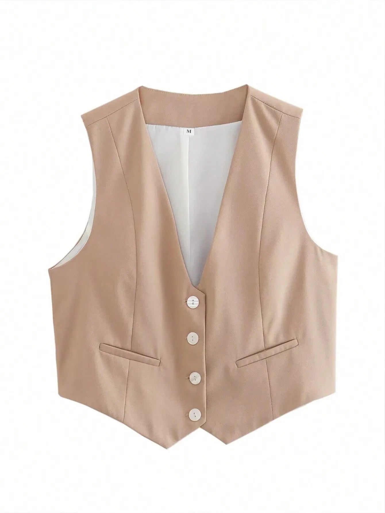 HH Women's Sleeveless Cropped Blazer Vest – Slim Fit V-Neck Office Waistcoat