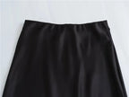 MUJER Women's High Waist Satin Midi Skirt – Elegant Office Bud Skirt