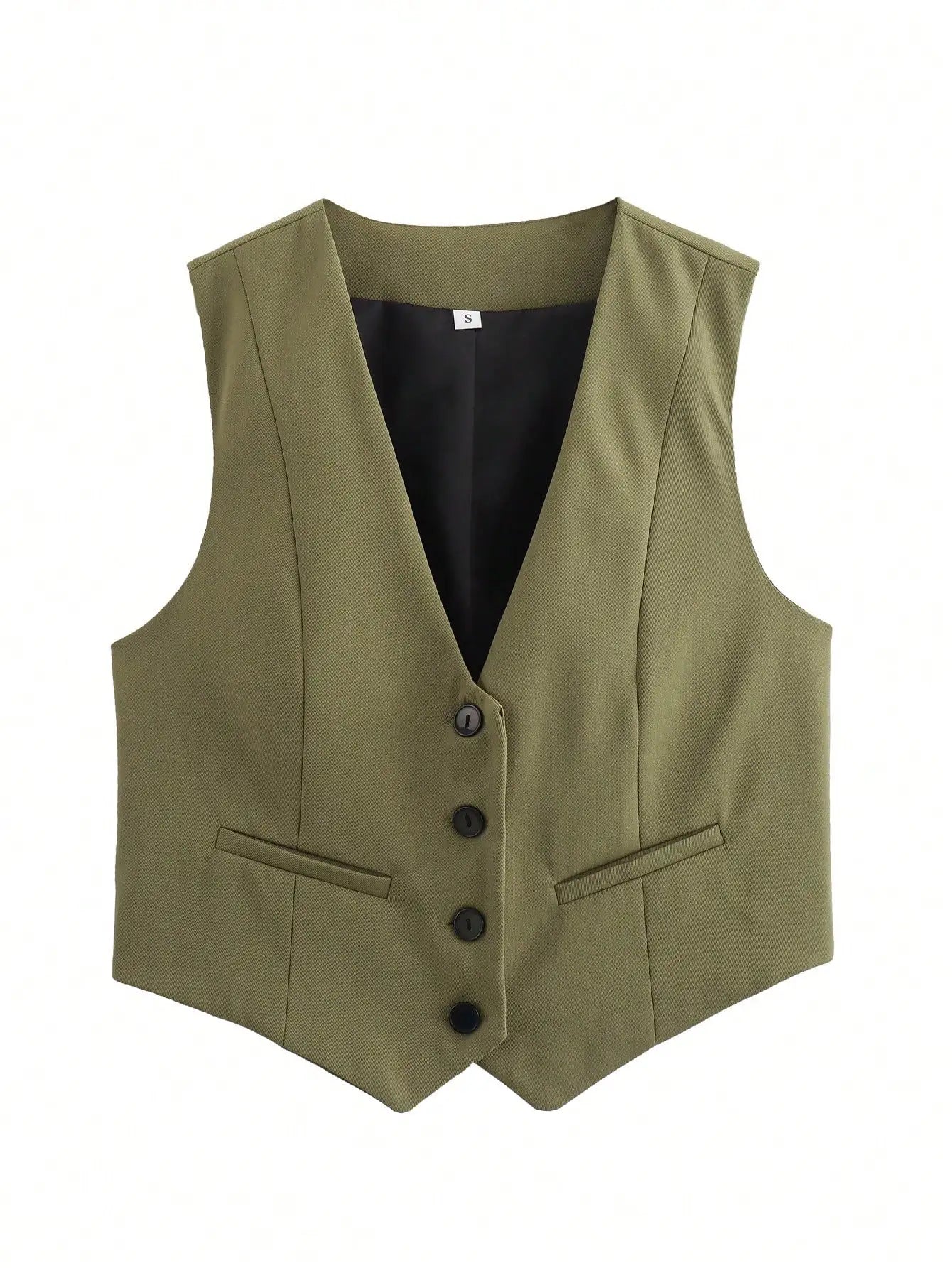 HH Women's Sleeveless Cropped Blazer Vest – Slim Fit V-Neck Office Waistcoat
