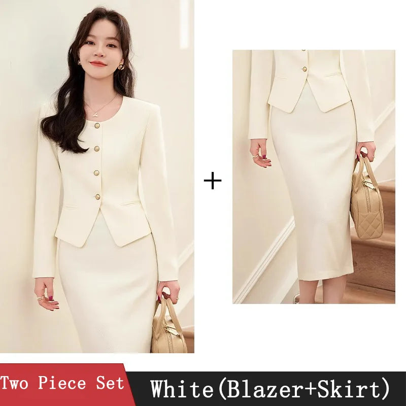 GBVLGAR Women's Long Sleeve Skirt Suit Set – Slim Fit Professional Office Dress Set