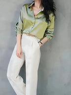 ROSA FERA Plus Size Women's Long Sleeve Button-Down Blouse – Loose Elegant Office Top