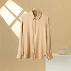 SFELIKY Women's 19mm Mulberry Silk Blouse – Long Sleeve V-Neck Satin Shirt