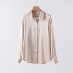 SFELIKY Women's 19mm Mulberry Silk Blouse – Long Sleeve V-Neck Satin Shirt