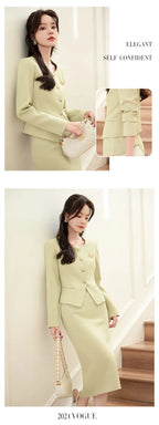 GBVLGAR Women's Long Sleeve Skirt Suit Set – Slim Fit Professional Office Dress Set