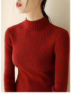 Women’s Ribbed Turtleneck Sweater – Slim Fit Knit Long Sleeve Pullover Top (Autumn/Winter)