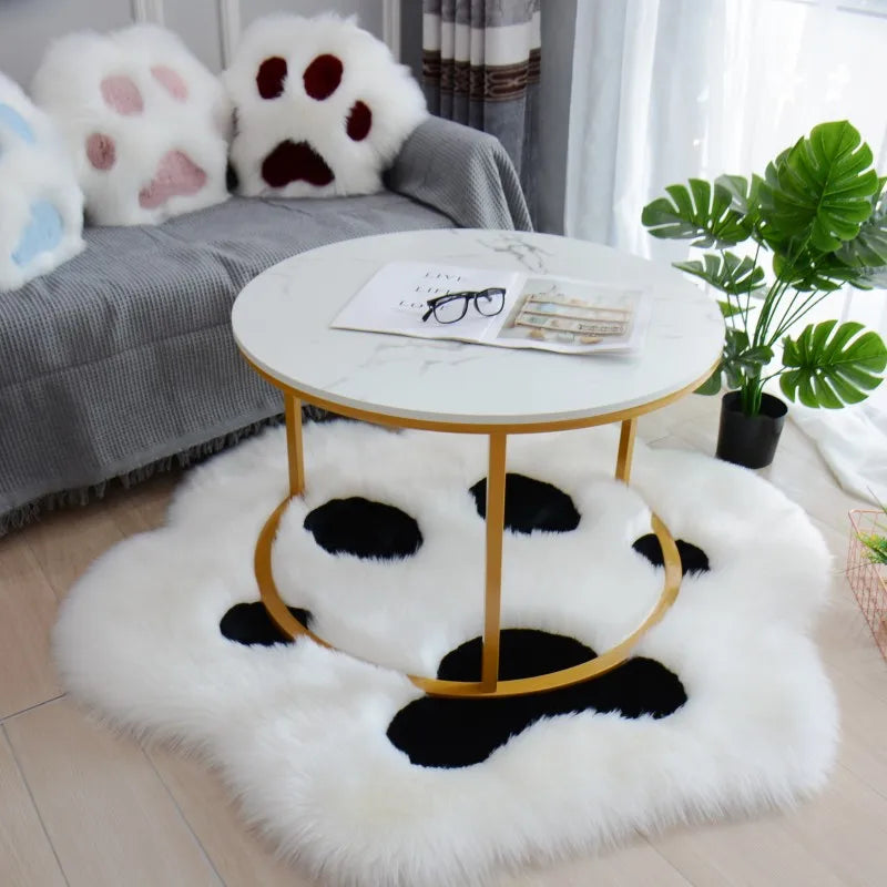 Cat Paw Plush Area Rug – Soft Anti-Slip Carpet for Living Room & Bedroom