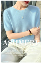 FRSEUCAG Women's 100% Mink Cashmere Short Sleeve Sweater – Elegant O-Neck Knit Pullover