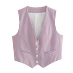 HH Women's Sleeveless Cropped Blazer Vest – Slim Fit V-Neck Office Waistcoat