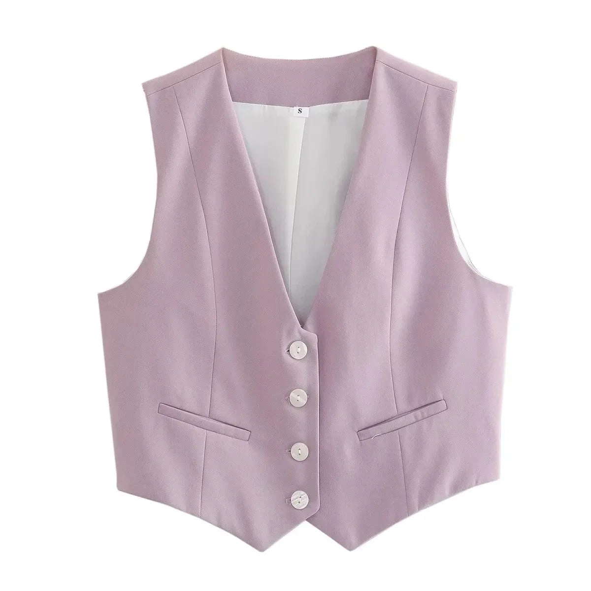 HH Women's Sleeveless Cropped Blazer Vest – Slim Fit V-Neck Office Waistcoat