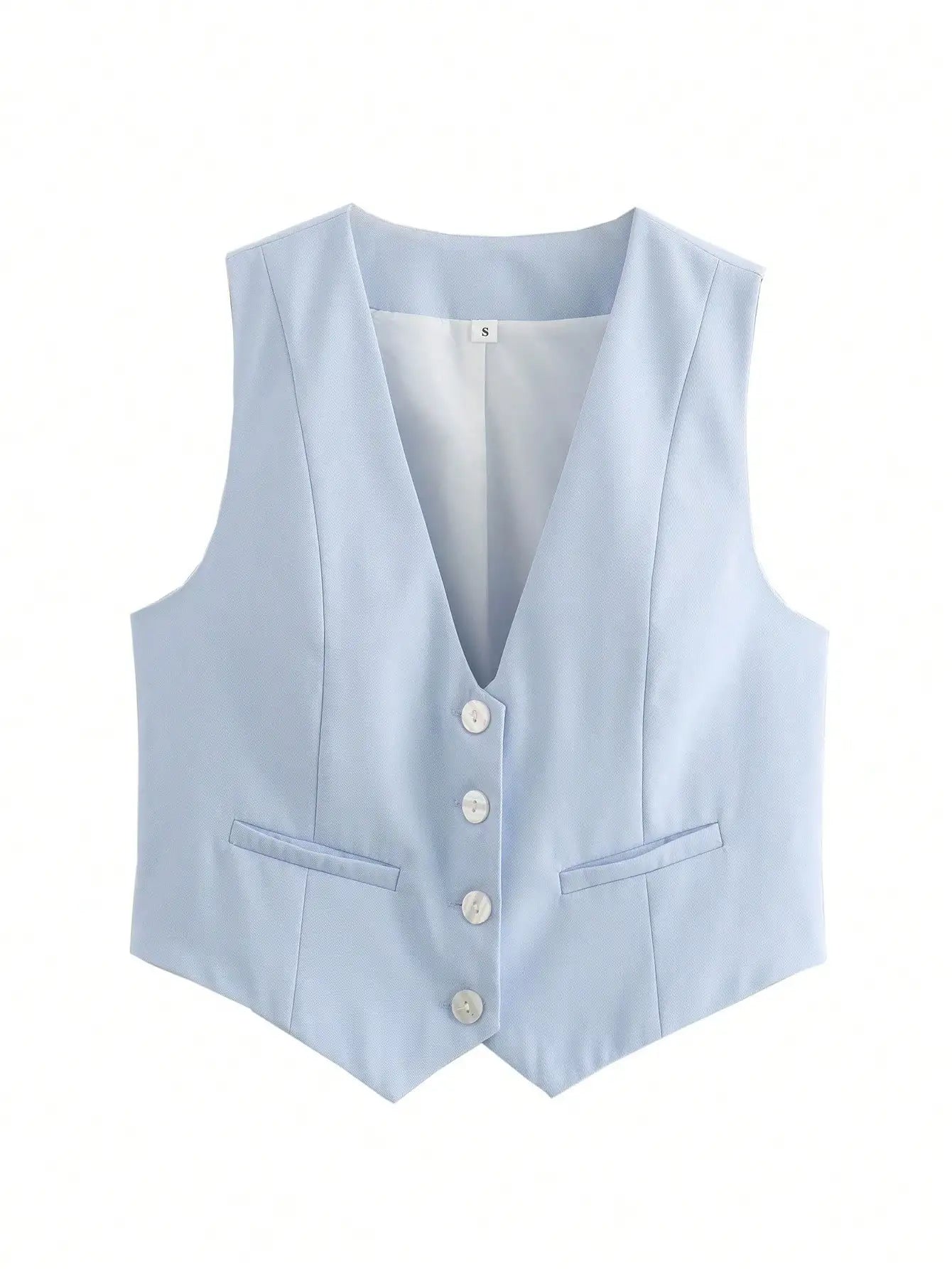 HH Women's Sleeveless Cropped Blazer Vest – Slim Fit V-Neck Office Waistcoat