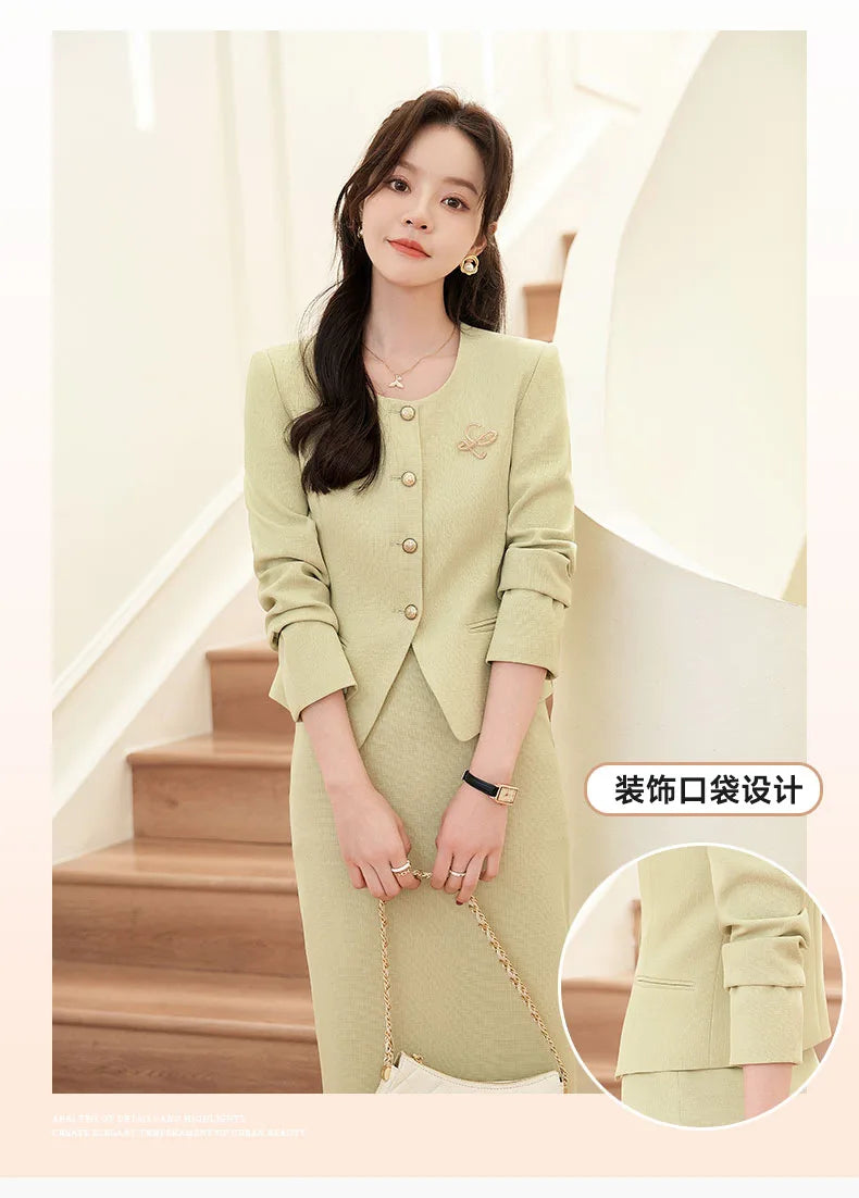GBVLGAR Women's Long Sleeve Skirt Suit Set – Slim Fit Professional Office Dress Set
