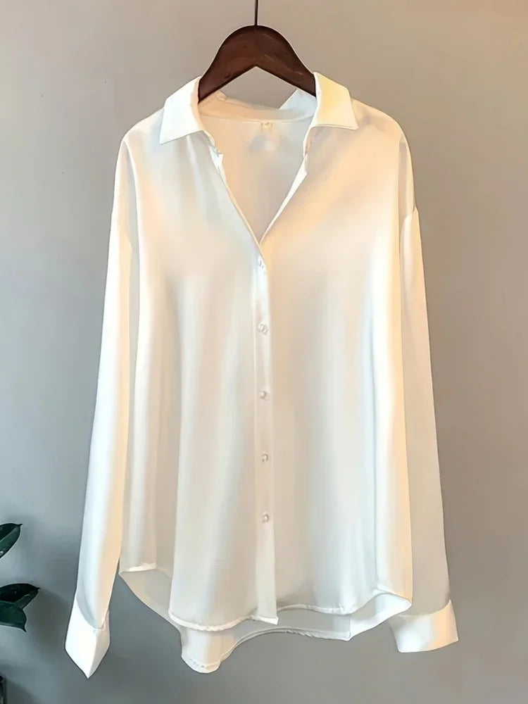 ROSA FERA Plus Size Women's Long Sleeve Button-Down Blouse – Loose Elegant Office Top
