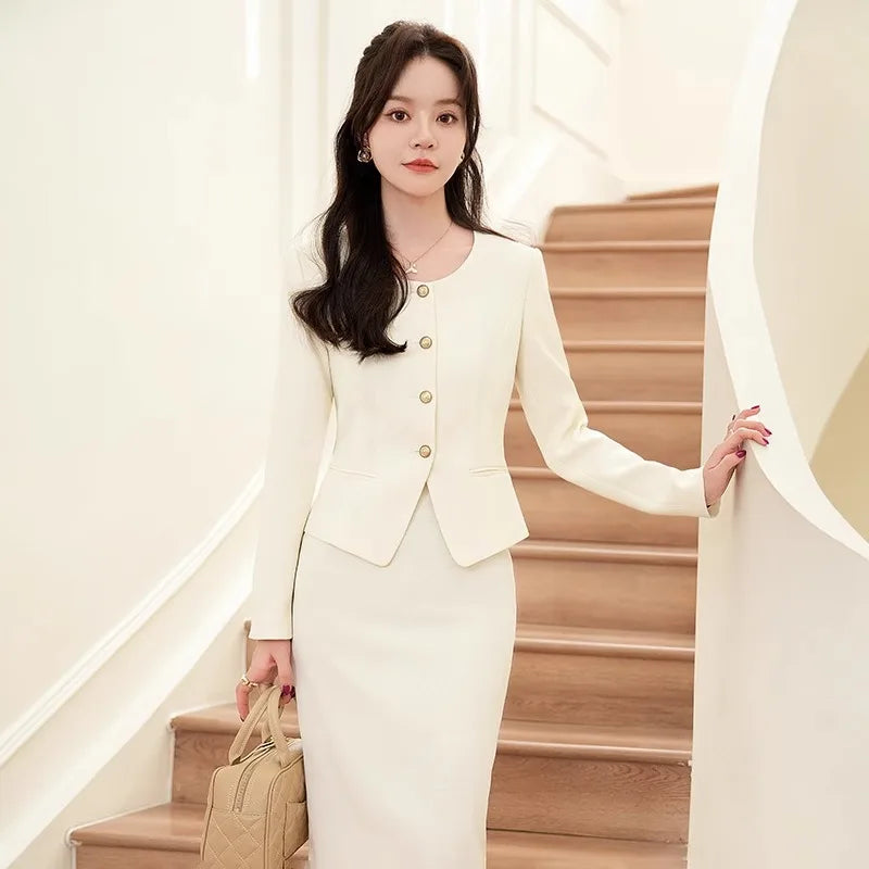 GBVLGAR Women's Long Sleeve Skirt Suit Set – Slim Fit Professional Office Dress Set