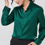 SFELIKY Women's 19mm Mulberry Silk Blouse – Long Sleeve V-Neck Satin Shirt