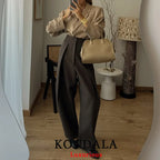 KONDALA Wide Leg Pants for Women – High Waist Pleated Trousers with Pockets