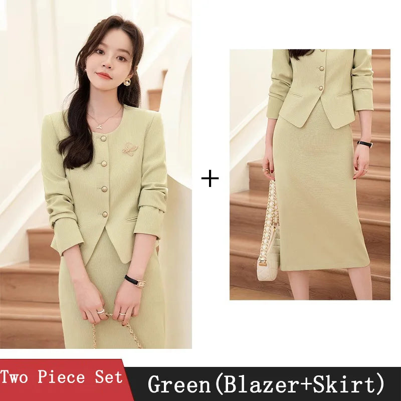 GBVLGAR Women's Long Sleeve Skirt Suit Set – Slim Fit Professional Office Dress Set