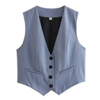 HH Women's Sleeveless Cropped Blazer Vest – Slim Fit V-Neck Office Waistcoat