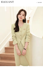 GBVLGAR Women's Long Sleeve Skirt Suit Set – Slim Fit Professional Office Dress Set