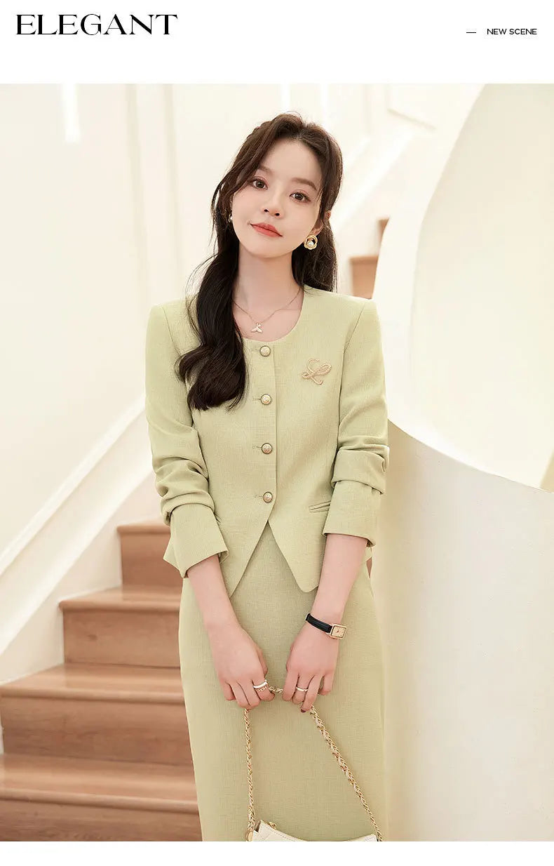 GBVLGAR Women's Long Sleeve Skirt Suit Set – Slim Fit Professional Office Dress Set