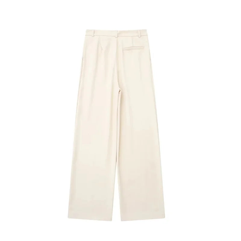 MUJER Women's High Waist Wide Leg Pants – Loose Fit Baggy Trousers for Office & Casual Wear