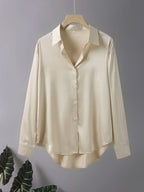 ROSA FERA Plus Size Women's Long Sleeve Button-Down Blouse – Loose Elegant Office Top