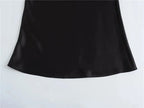 MUJER Women's High Waist Satin Midi Skirt – Elegant Office Bud Skirt