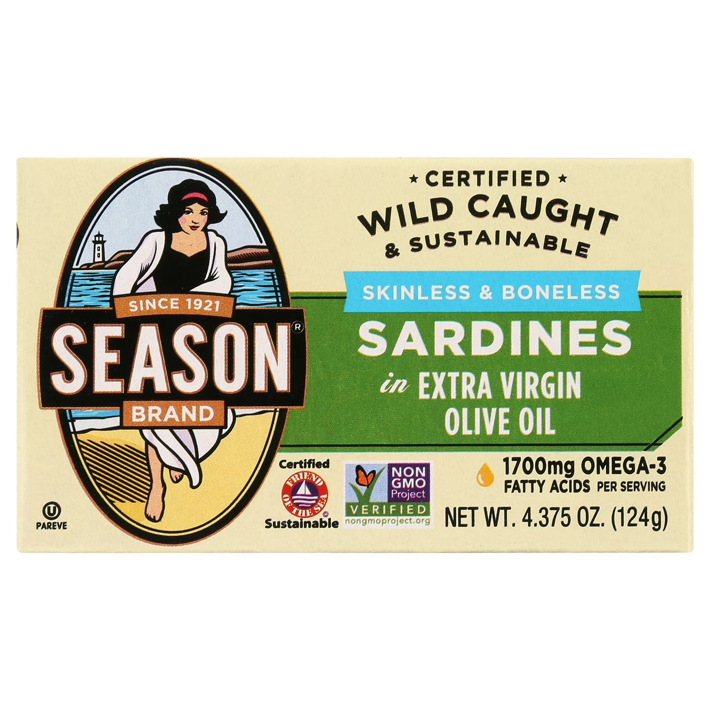 Season Brand Sardines Skinless & Boneless in Extra Virgin Olive Oil 4.375oz