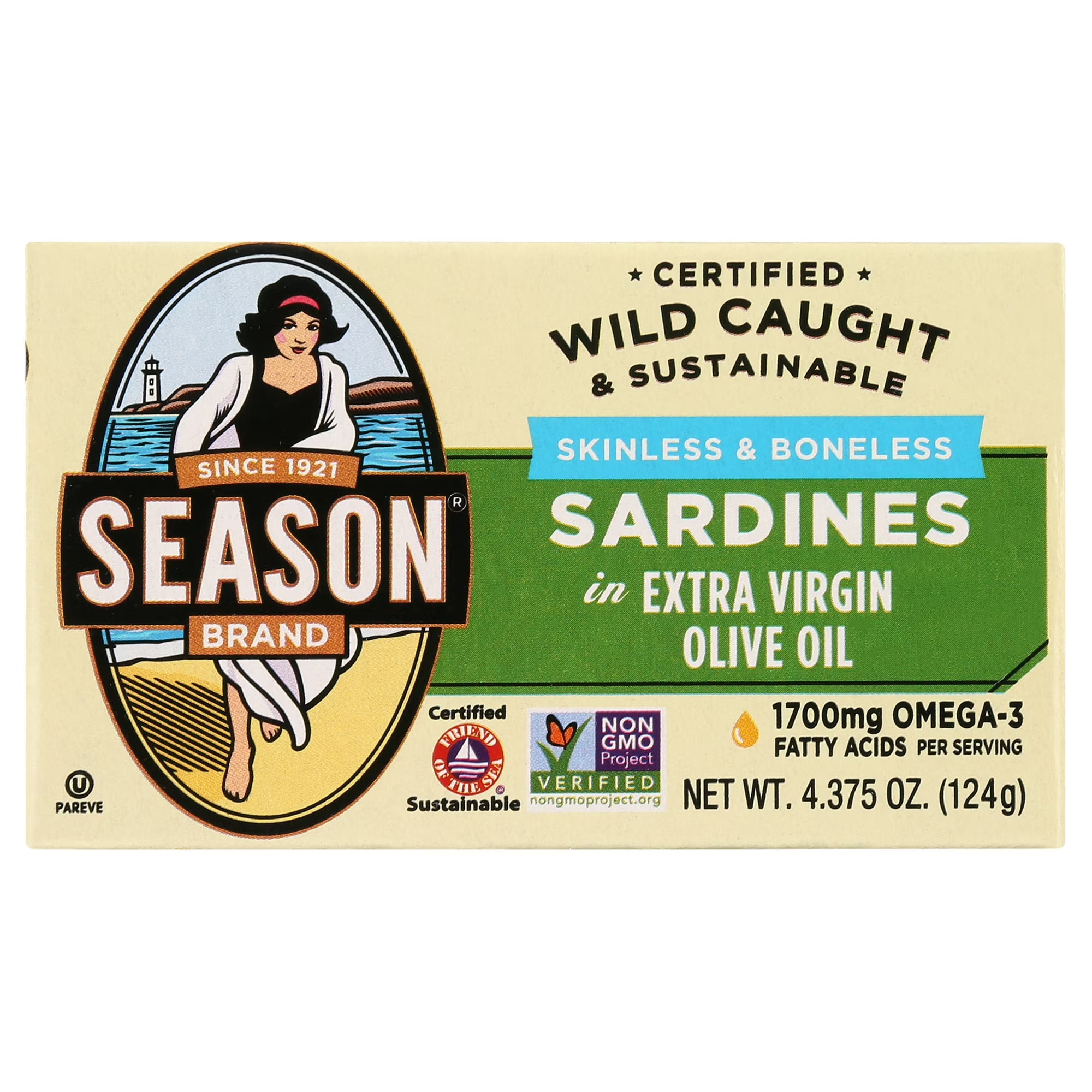 Season Brand Sardines Skinless & Boneless in Extra Virgin Olive Oil 4.375oz