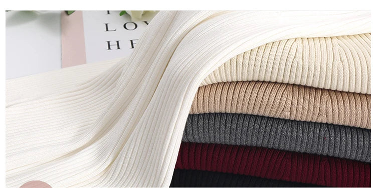 Women’s Ribbed Turtleneck Sweater – Slim Fit Knit Long Sleeve Pullover Top (Autumn/Winter)
