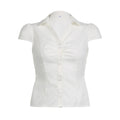 FYBITBO Women's Slim Fit Button-Down Shirt – Cap Sleeve Office Blouse