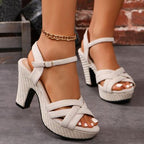 Open Toe Block Heels Sandals – High Heel Suede