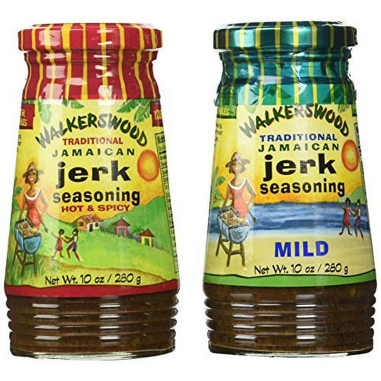 Walkerswood Jamaican Jerk Seasoning Mixed Pack, 10 oz Each – Mild & Hot & Spicy | Authentic Jerk Marinade