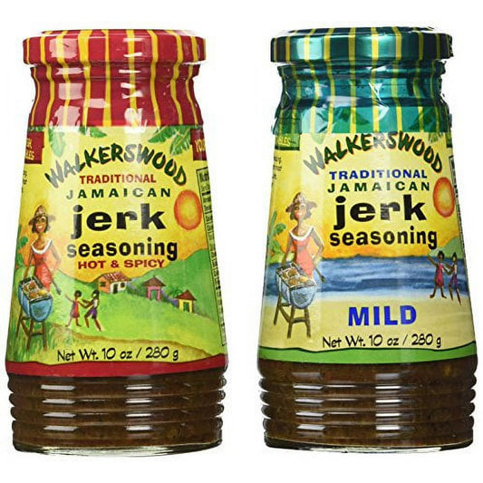Walkerswood Jamaican Jerk Seasoning Mixed Pack, 10 oz Each – Mild & Hot & Spicy | Authentic Jerk Marinade