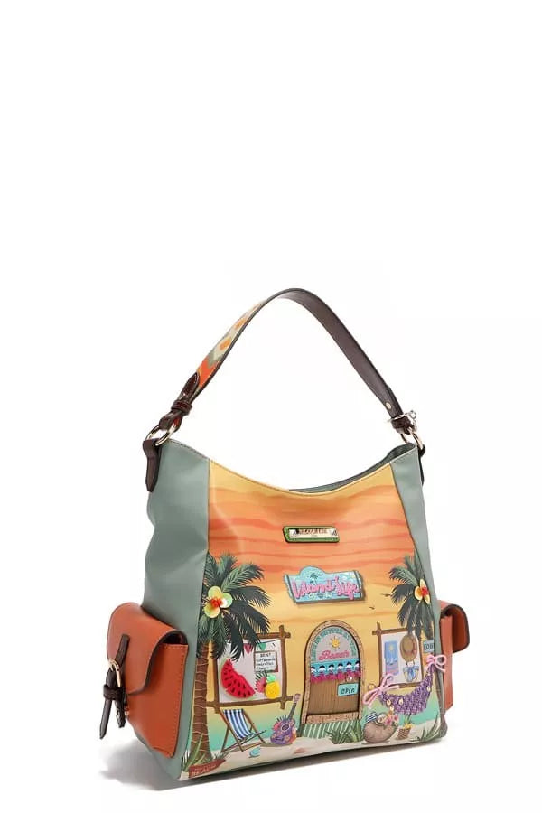 Nicole Lee USA Sun & Sand Hobo Handbag – Tropical Vegan Leather
