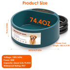 Heated Pet Water Bowl - 74oz Thermostat Controlled, Anti-Freeze for Dogs & Cats