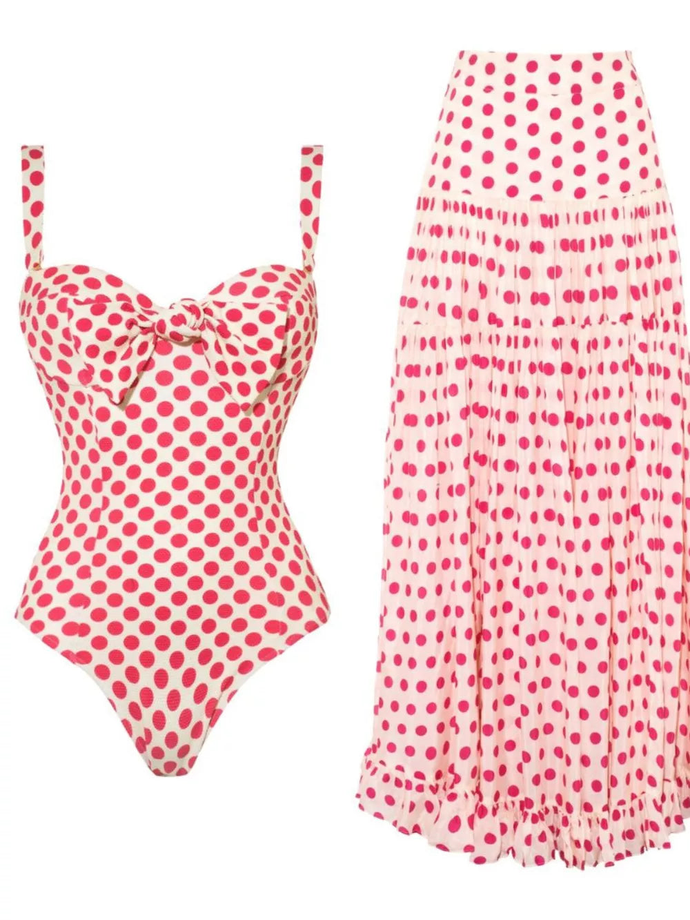 Printed One-Piece Swimsuit & Wrap Skirt Set