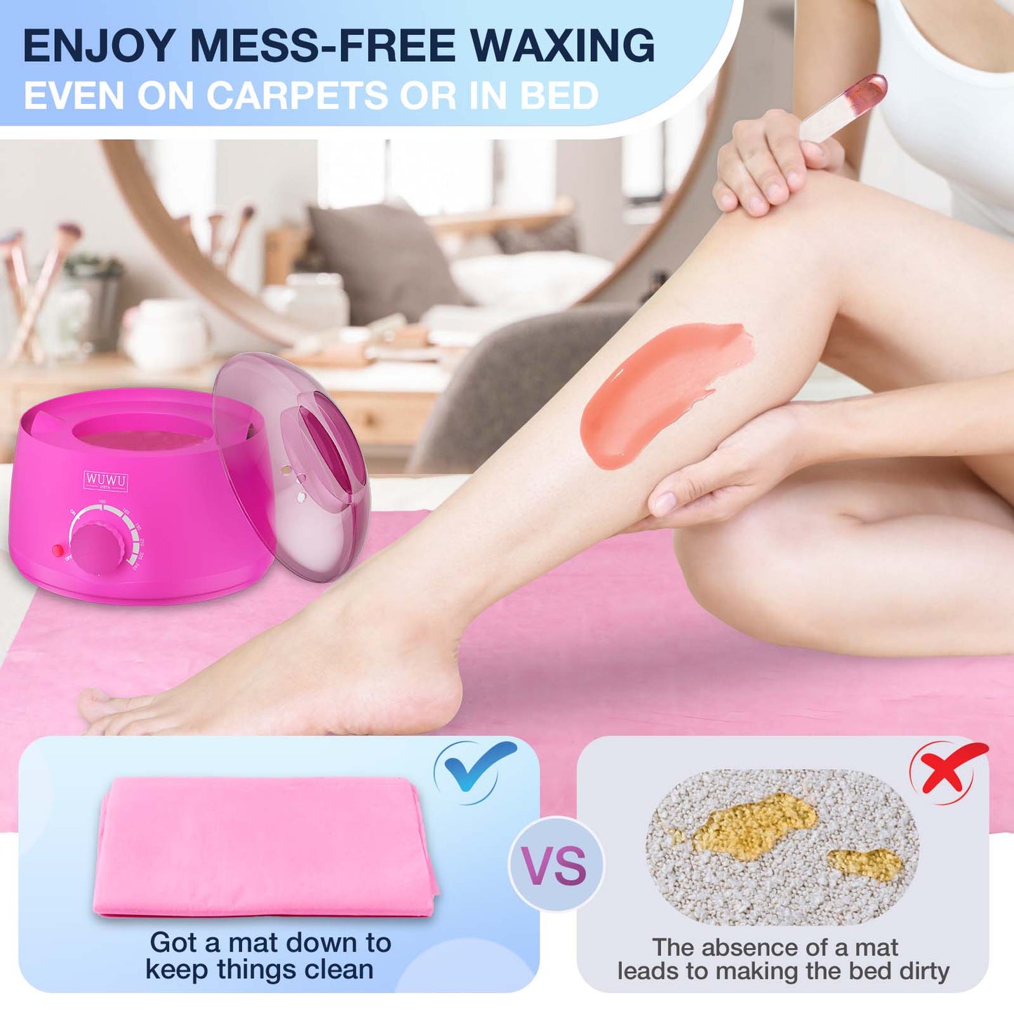 Professional Waxing Kit with Warmer - 79 Piece Hair Removal Set for Face, Body & Bikini