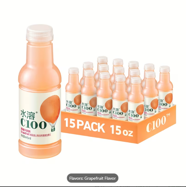 C100 Grapefruit Flavored Juice Drink – 100mg Vitamin C, 15% Real Fruit, 15-Pack (15 fl oz Each)