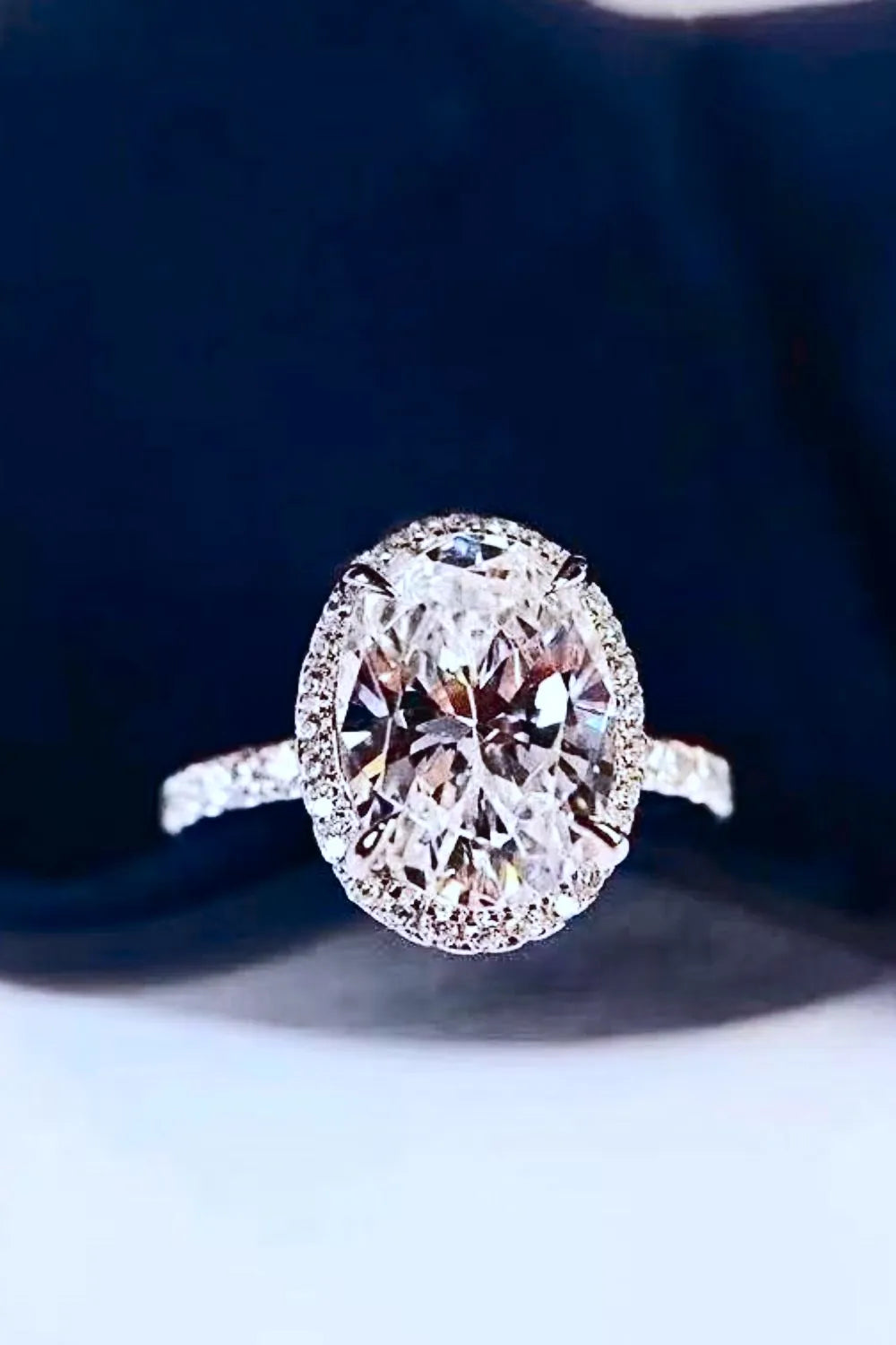 2 Carat Moissanite Engagement Ring | Platinum-Plated 925 Sterling Silver