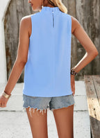 Women's Pleated Sleeveless Midi Top – Elegant Pullover Summer Shirt