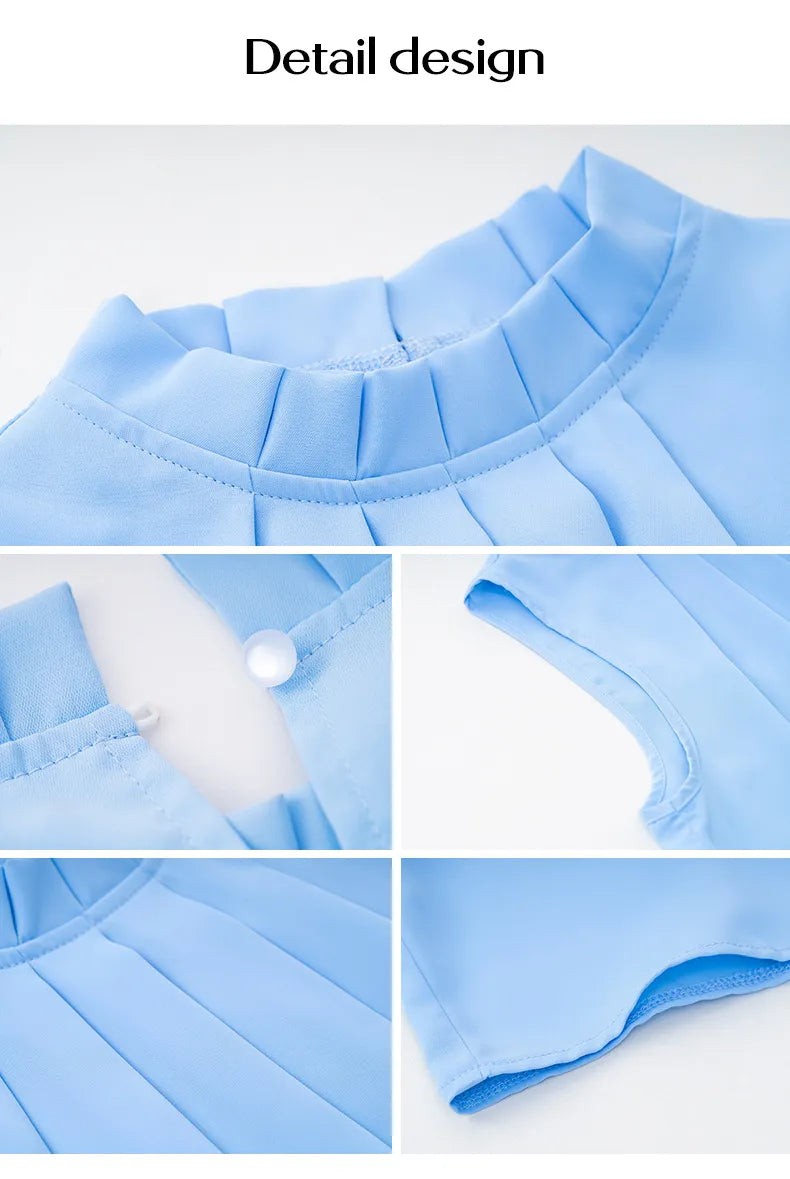 Women's Pleated Sleeveless Midi Top – Elegant Pullover Summer Shirt