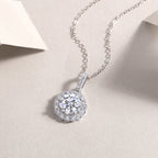2 Carat Moissanite Dandelion Pendant Necklace – 925 Sterling Silver, Platinum-Plated