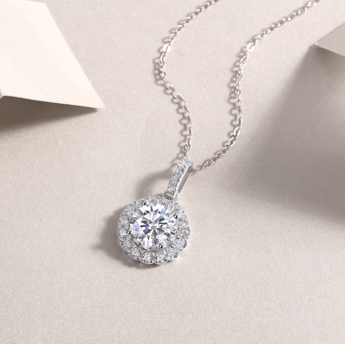 2 Carat Moissanite Dandelion Pendant Necklace – 925 Sterling Silver, Platinum-Plated