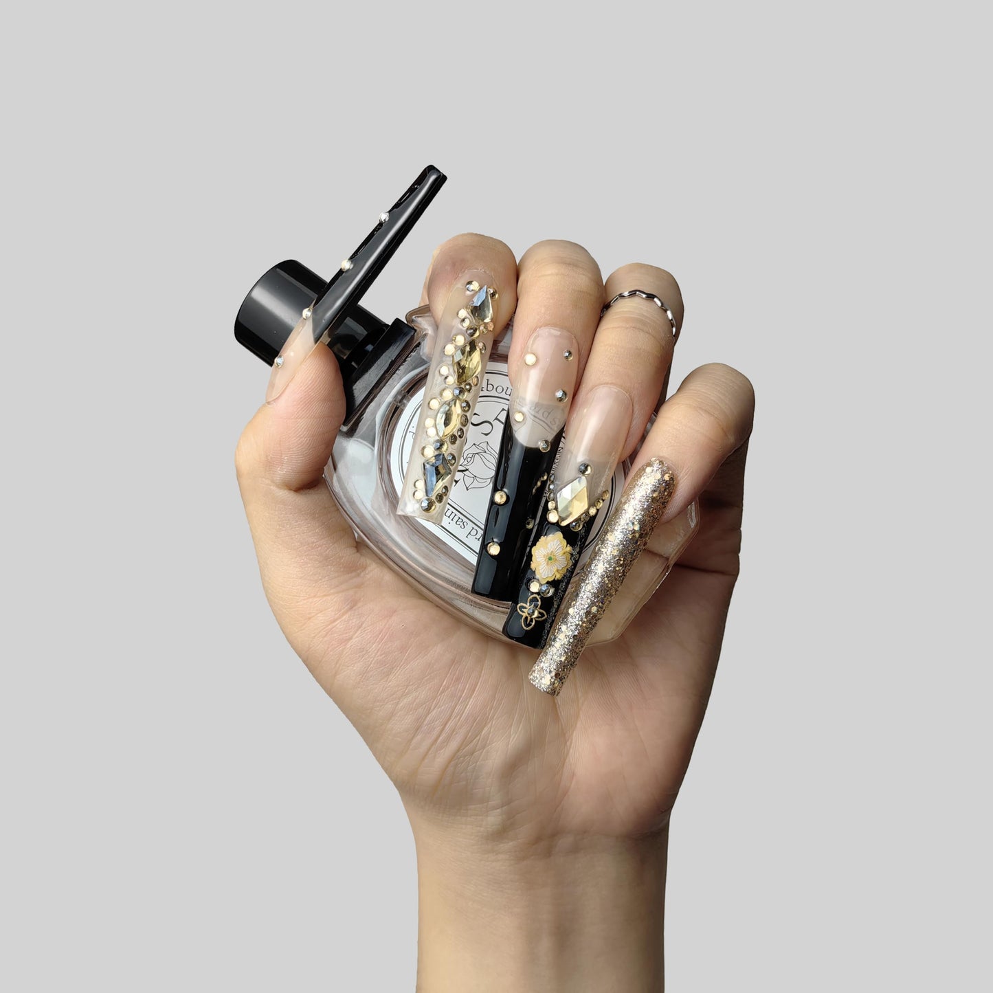 Eclipse Elegance Press-On Nails | Handmade Long Pink Nail Art (S/M/L)