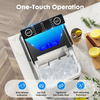Portable Countertop Ice Maker Machine - 26 lbs Daily, 2 Ice Sizes, Self-Cleaning - Black/Green