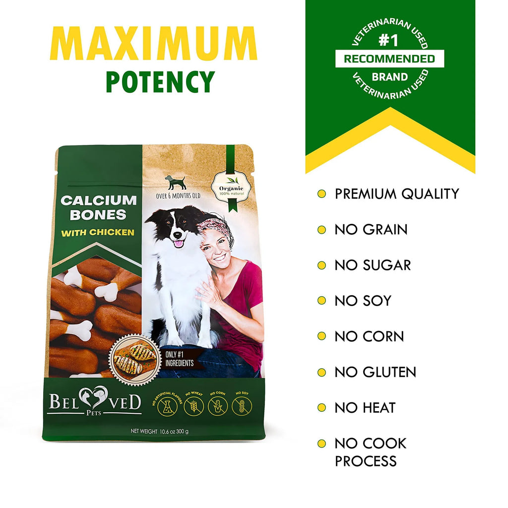 Premium Chicken-Wrapped Calcium Dog Bones - Grain-Free Natural Chew Treats for All Breeds