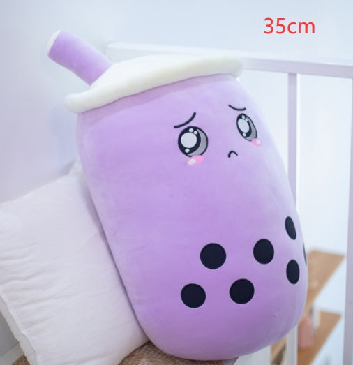 Boba Tea Plush Pillow - Cute Bubble Tea Stuffed Animal Cushion for Kids & Adults