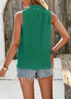 Women's Pleated Sleeveless Midi Top – Elegant Pullover Summer Shirt