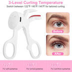 Heated Eyelash Curler - USB Rechargeable Electric Lash Curler with 3 Heat Settings